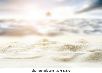 Sand On Beach Side Blue Sky Summer Concept.Display Product Presentation.