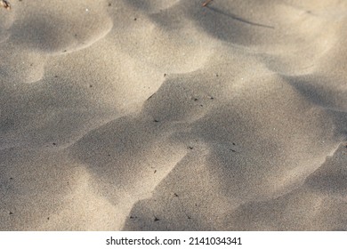 Sand On The Beach, Sand With Small Wind Dunes Close-up