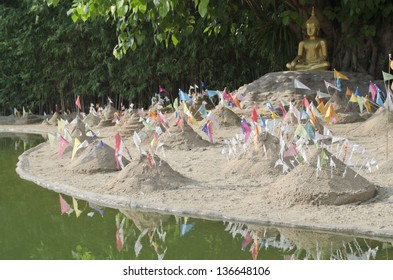 Sand Pagoda In Songkran Festival Chiangmai Thailand