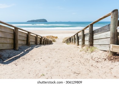 Sand Path Leading To Pauanui Beach New Zealand