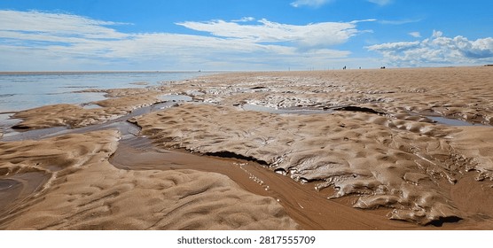 Sand patterns on the beach at low tide in Newburgh, Aberdeenshire, Scotland