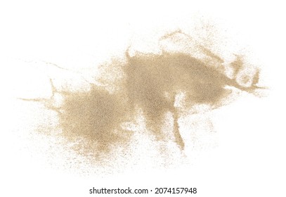 Sand pile scatter isolated on white background and texture, with clipping path, top view - Shutterstock ID 2074157948