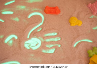 Sand Play Therapy. Container With Sand For The Work Of A Psychologist And A Client. 