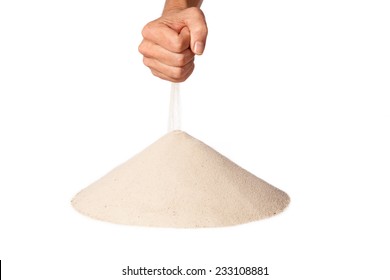 sand running through hand as a symbol for time running out. Isolated on a white background - Powered by Shutterstock