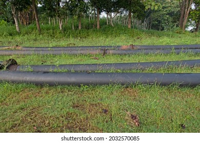 Sand And Slurry Pump Suction Rubber Hose, Lying On The Ground