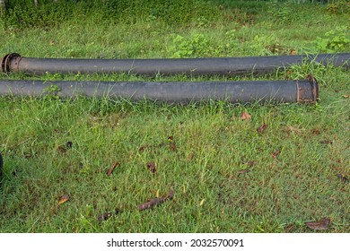 Sand And Slurry Pump Suction Rubber Hose, Lying On The Ground