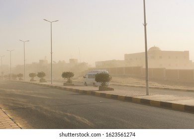 Sand storm in the desert. Dust storm on a street of the city of Hurghada, Egypt. - Shutterstock ID 1623561274