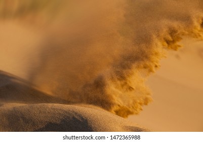 Sand Storm In Desert. Heat In The Dunes