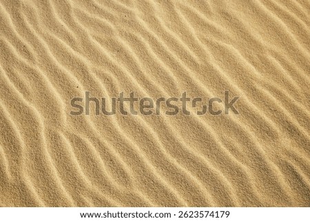 Sand surface with ripple pattern close view ideal for outdoor, eco and relaxation themes. Natural background for calm and peaceful projects