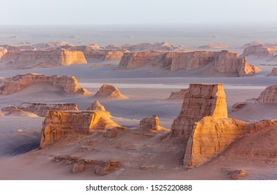 Sand towers of Kaluts in the Dasht-e-Lut desert. Iran 