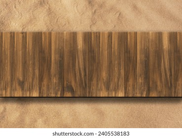 Sand and wooden planks outdoors, top view - Powered by Shutterstock