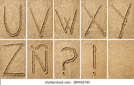 sand writing with alphabet