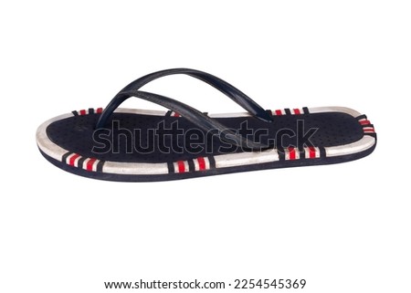 sandals  flip flops color blue woman isolated on white background.