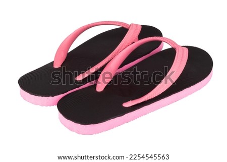 sandals  flip flops color pink black isolated on white background.