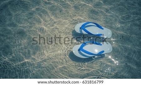 Sandals floating in the sea.Clear sea overlooking the sand with copy space. wallpaper,vintage,abstract,nature,beach

