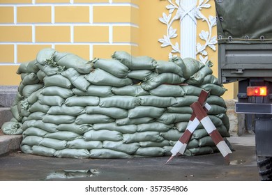 Sandbag Bunker Of The Military Base