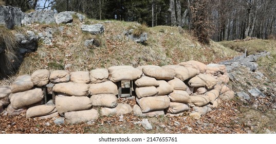 Sandbags For The Protection Dug  By The Soldiers Of The Army During The War