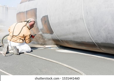 Sandblasting or abrasive blasting to steel material. Abrasive blasting, which uses compressed air to clean surfaces, apply a texture or prepare a surface for paint or other coatings.