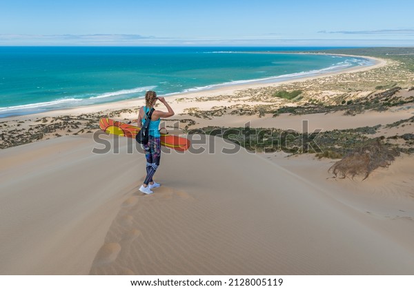 Sandboarding on a\
hidden place in South\
Africa
