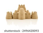 Sandcastle Sculpture A finely detailed sandcastle sculpture on a white background