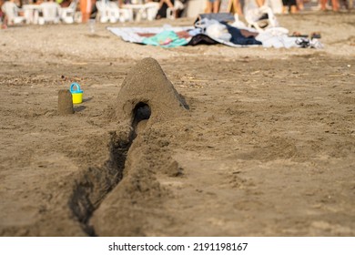 A Sandcastle At Zushi Beach With A Moat