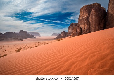 Sand-dunes in Wadi-Rum desert, Jordan, Middle East - Shutterstock ID 488014567