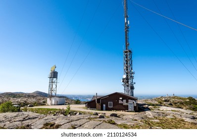 Sandnes, Norway, May 2018: A Cellular Tower On Top Of Lifjell Mountain