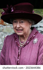 Sandringham, United Kingdom - December 25, 2006: Her Royal Highness Queen Elizabeth II Attends The Royal Family's Christmas Day Service.


