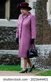 Sandringham, United Kingdom - December 25, 2006: Her Royal Highness Queen Elizabeth II Attends The Royal Family's Christmas Day Service.


