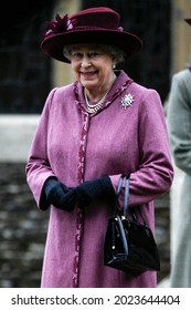 Sandringham, United Kingdom - December 25, 2006: Her Royal Highness Queen Elizabeth II Attends The Royal Family's Christmas Day Service.


