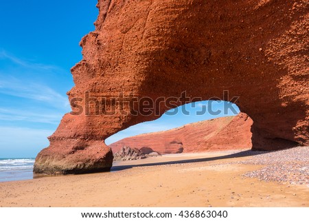Sandstone arch on Legzira beach (Morocco)