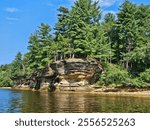 Sandstone Cliffs on Shore of Wisconsin Dells