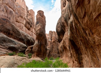 Sandstone Formations In Fiery Furnace, Arches National Park, Utah