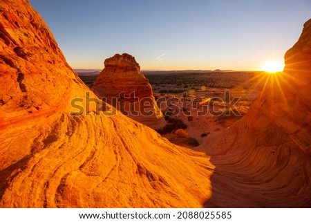 Sandstone formations in Utah, USA. Beautiful Unusual landscapes.