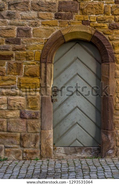 Sandstone Historic City Wall Wooden Door Stock Photo Edit