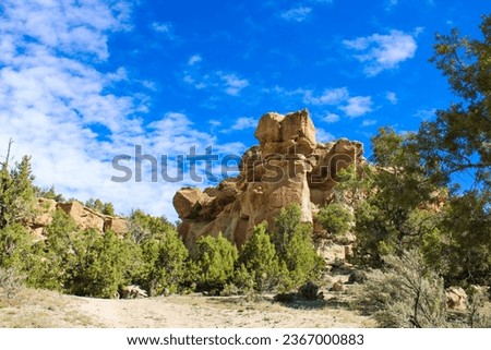 sandstone hoodoo rock formations in the southwestern desert