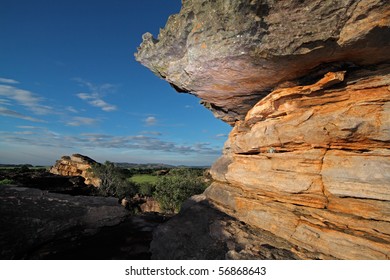 Sandstone rock in late afternoon light at Ubirr rock art site, Kakadu National Park, Northern Territory, Australia