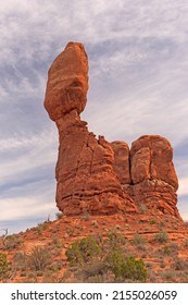 Sandstone Rock Poised To Fall In Arches National Park In Utah