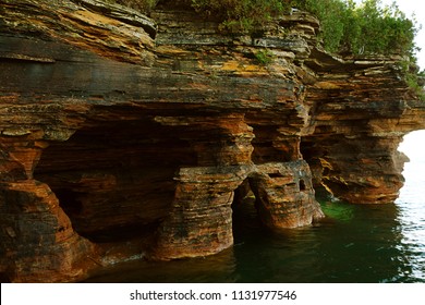 The Sandstone Sea Caves Of Devils Island In The Apostle Islands Of Lake Superior