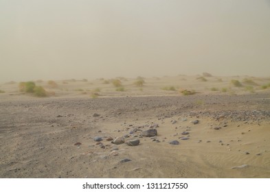 Sandstorm In Desert. Danakil Depression. Ethiopia, Afar Depression (Afar Triangle)