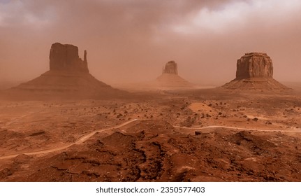 Sandstorm in Utah's Monument Valley