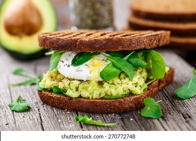 Sandwich With Avocado And Poached Egg