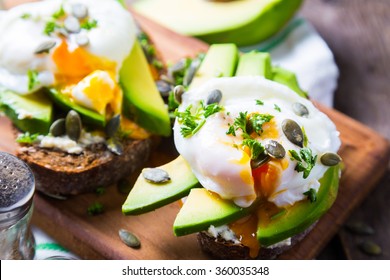 Sandwich With Avocado And Poached Egg