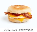 Sandwich with bacon, cheese and egg on a white background.