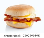 Sandwich with bacon, cheese and egg on a white background