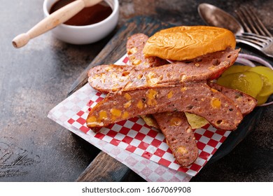 Sandwich With Barbeque Cheesy Pork Sausage Links