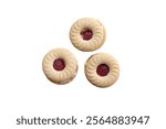 Sandwich biscuits with strawberry filling, isolated on white background with clipping path.