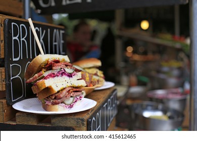 Sandwich In Borough Market Gourmet Food Market. London.