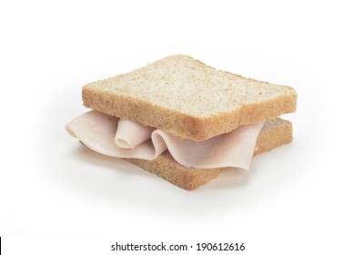 Sandwich Deli Turkey Breast On White Background