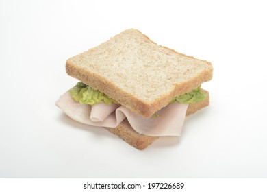 Sandwich Deli Turkey Breast On White Background